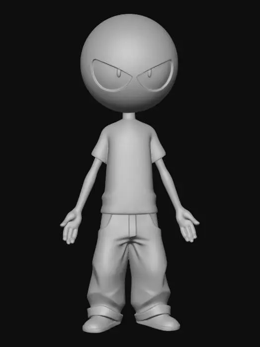 3D model for Dark Cartoon Character in Red Shirt