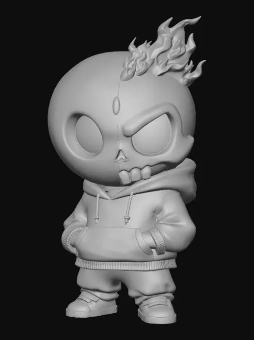 3D model for Flame Skull in a Hoodie