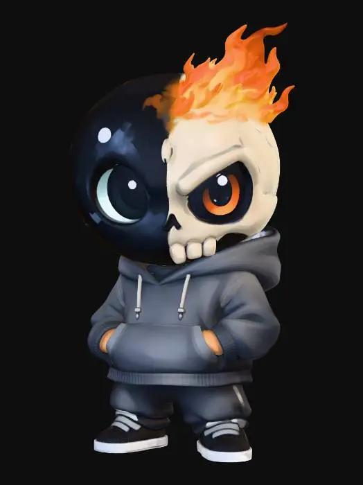 3D model for Flame Skull in a Hoodie