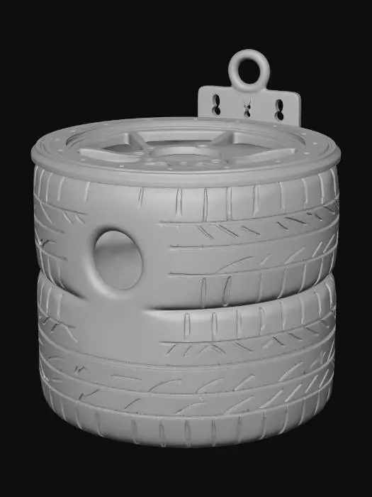 3D model for Tire Tower Birdhouse with Mounting Bracket