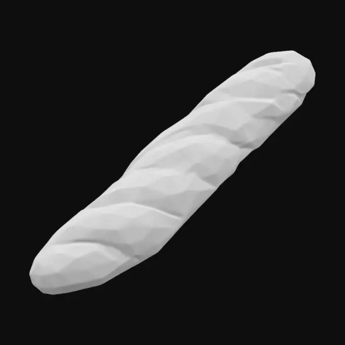 3D model for The Baguette Saber 🥖⚔️
Description:

A lightsaber, but instead of plasma, it’s a fully edible French baguette.
Hitting an enemy does nothing except lightly toast them.
Size & Shape: A long, crusty loaf, but hums like a lightsaber.
Colors & Materials: Warm bread, but unbreakable.
Special Ability: “Duel of the Breads”, #ChronoForgeWeapon#