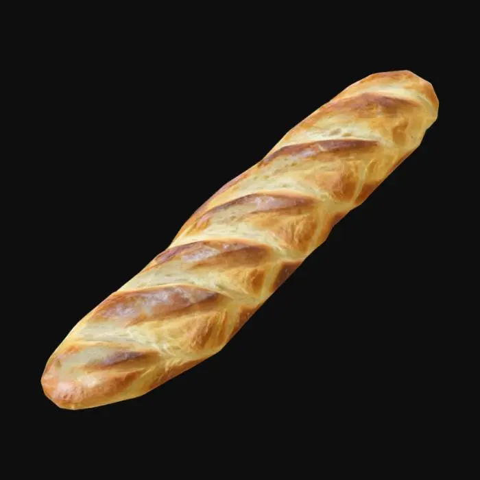 3D model for The Baguette Saber 🥖⚔️
Description:

A lightsaber, but instead of plasma, it’s a fully edible French baguette.
Hitting an enemy does nothing except lightly toast them.
Size & Shape: A long, crusty loaf, but hums like a lightsaber.
Colors & Materials: Warm bread, but unbreakable.
Special Ability: “Duel of the Breads”, #ChronoForgeWeapon#