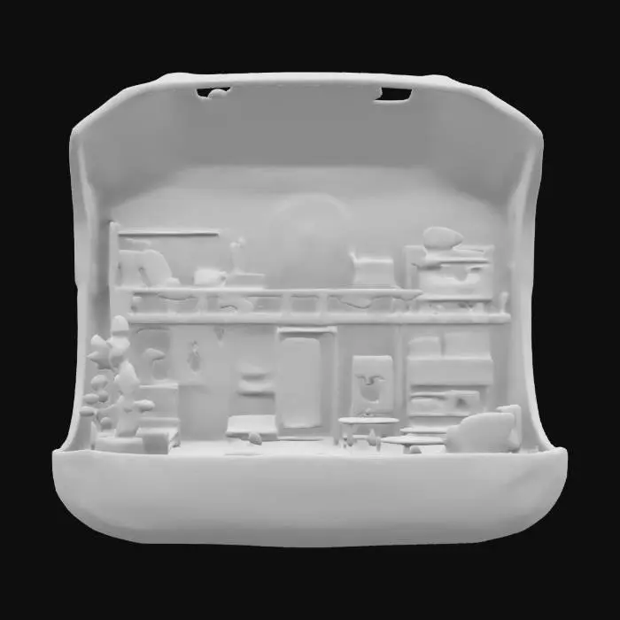 3D model for Subject: A realistic Polly Pocket-style miniature dollhouse with intricate, functional design.
Style: Hyper-realistic, detailed textures, high-poly model with functional moving parts.
Material: Plastic casing with a glossy finish, tiny fabric furniture details, metallic hinges, and soft rubber accessories.
Details: A clamshell-shaped Polly Pocket playset with a snap closure. Inside, it contains a realistic miniature environment (e.g., a bedroom, a kitchen, or a fantasy castle).