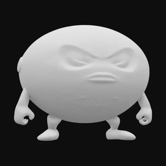 3D model for "A chibi-style, sentient ‘Ctrl+Z’ button with stubby legs and a round body. Its glossy surface features bold, engraved text, and it waddles with a determined yet ominous stare. Glows faintly when near mistakes but only erases the ones you wanted to keep. If pressed too many times, reality glitches and resets to 3 seconds ago. Its expression shifts between mischievous and indifferent, embodying chaotic undo energy." 