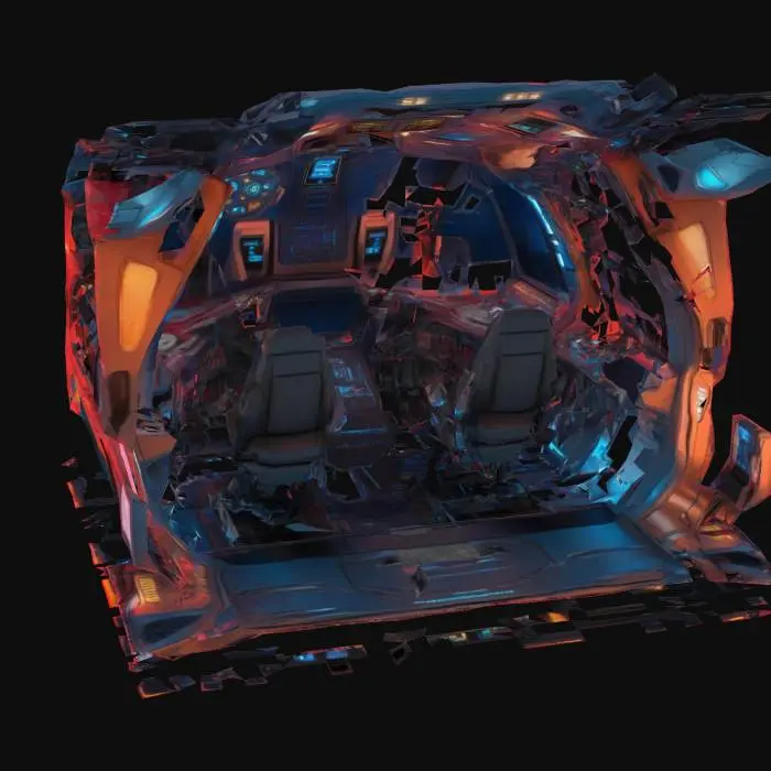 3D model for {
  "prompt": "A futuristic spaceship cockpit interior with dual pilot seats, panoramic front viewport showing stars, glowing control panels with holographic displays, overhead switches, and metallic flooring with anti-slip patterns. Neon-blue lighting accents and multi-layer dashboard filled with levers, dials, and navigation maps. Designed in realistic style with sci-fi detailing and ambient shadows.",
  "style": "Realistic",
  "format": "glb",
  "polycount": "high"
}
