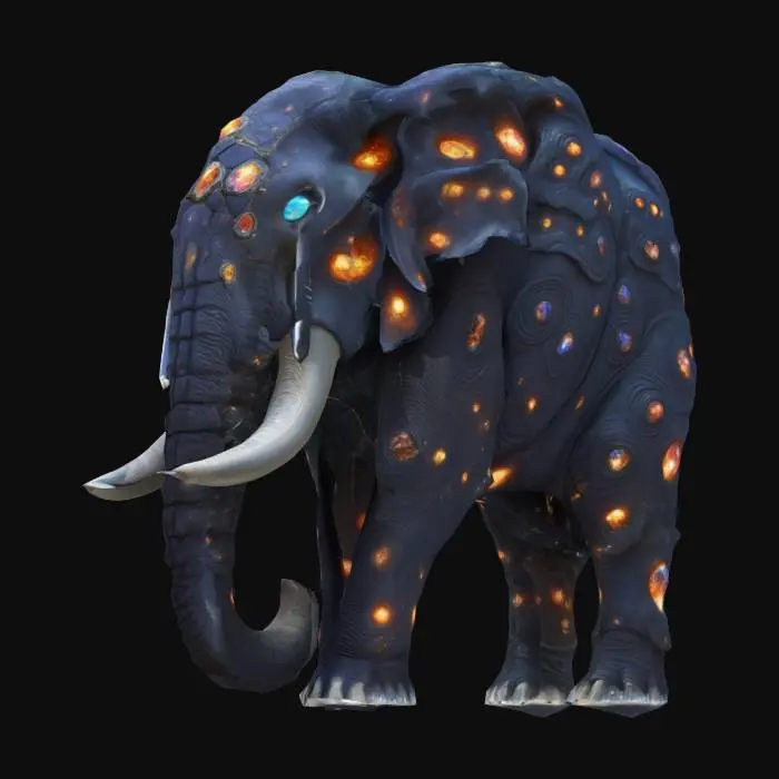 3D model for {
"prompt": "A massive, elephantine creature made of crystalized asteroid armor and embedded glowing geodes. Each step creates a ripple in the void. Its tusks are curved like comet tails, and galaxies swirl inside its translucent eyes. Designed in realistic style with rough mineral surfaces, interstellar textures, and grand scale.",
"style": "Realistic",
"format": "glb",
"polycount": "high"
}