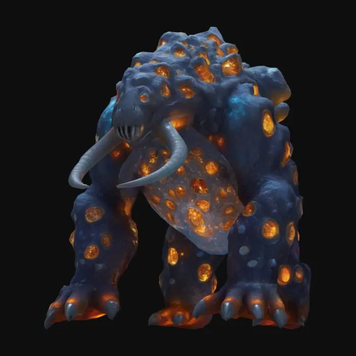 3D model for {
"prompt": "A massive, creature made of crystalized asteroid armor and embedded glowing geodes. Each step creates a ripple in the void. Its tusks are curved like comet tails, and galaxies swirl inside its translucent eyes. Designed in realistic style with rough mineral surfaces, interstellar textures, and grand scale.",
"style": "Realistic",
"format": "glb",
"polycount": "high"
}