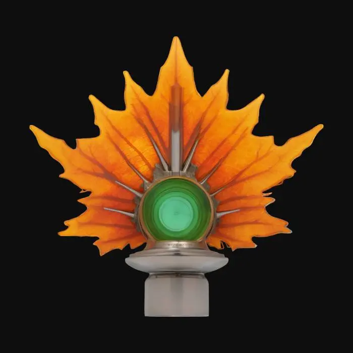 3D model for [Canada, Toronto] CN Tower → Cosmic Maple Reactor #AroundTheWorld#

Object: CN Tower reconfigured as a colossal, rotating maple‐leaf energy crystal

Material: translucent amber maple resin and brushed stainless steel

Shape/Form: tapering spire that fans out into oversized leaf “veins” at each observation deck

Color Scheme: warm honey‐amber base, silver‐metallic accents, pulsing emerald core

Texture Details: smooth resin surfaces with carved vein patterns, matte steel struts, soft inner glow

Style: stylized low-poly sci-fi organic fusion

Environment/Use Context: floating above a digital Lake Ontario in a space-station AR scene

Reference Models: inspired by glowing power‐crystals in sci-fi games and voxel foliage assets