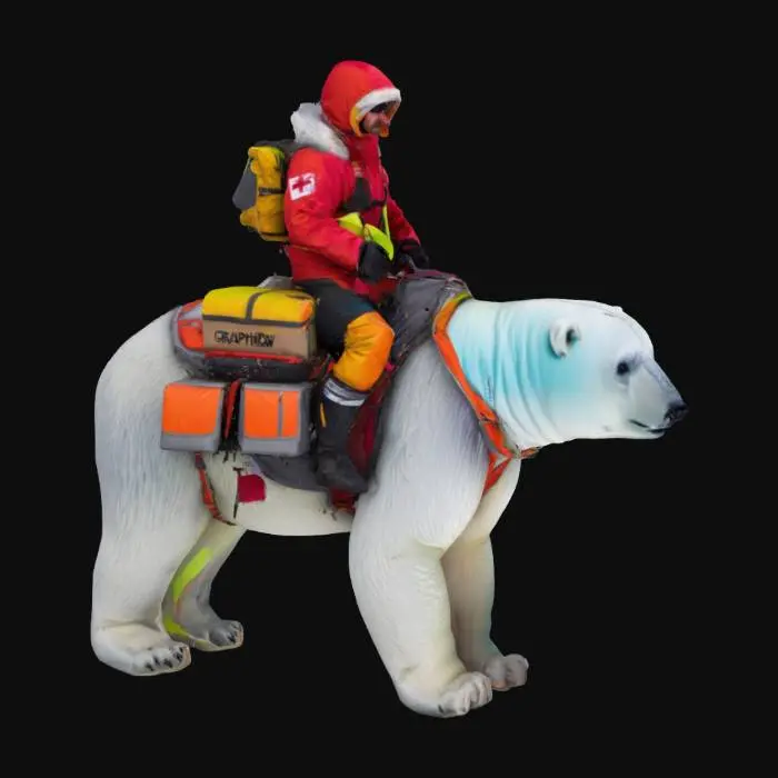 3D model for [Canada]
An outlaw courier dressed in stitched-together graphene parkas, racing across snowfields on a bio-engineered polar bear draped in neon saddlebags. #AroundTheWorld#