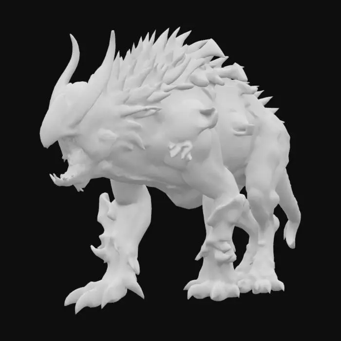 3D model for {
  "Object": "Glacier Warg – Arctic Bio-Mount",
  "Material": "Genetically engineered sinew, bone-plated armor, frost-resistant synthetic fur",
  "Shape/Form": "Quadruped predator; massive shoulders; low center of gravity; elongated claws and reinforced jaw; saddle interface integrated into spine",
  "Color Scheme": "Icy white, storm gray, iridescent aurora-blue accents along armor ridges",
  "Texture Details": "Rough bone exoshell, dense layered fur, bioluminescent vein trails visible beneath skin",
  "Style": "Post-apocalyptic biotech creature",
  "Environment/Use Context": "Traversing shattered ice bridges and neon-lit tundra ruins alongside its rider",
  "Reference Models": "Hybrid of dire wolf anatomy, cyber-organic exo-creatures, and Inuit mythic beasts",
, #AroundTheWorld#, 
}
