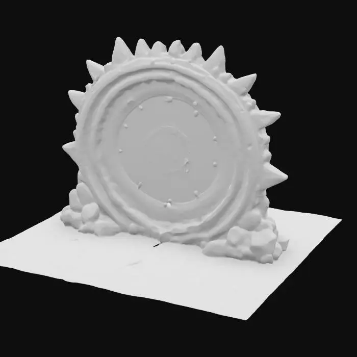 3D model for Portal Archway linking two worlds with dimensional transference gateway
Style: Ethereal cosmic-fantasy-meets-sleek sci-fi design with art nouveau curves and angular tech accents
Material: Crystal-infused obsidian framework, luminescent mythril conduits, holographic Aetheric panels
Details: Twin concentric arch rings (span 50 m) with shifting fractal patterns, central floating keystone orb, bioluminescent filament veins, engraved arcane glyph circuits, micro-thruster stabilizers, suspended anti-gravity pylons, reflective mirror plating, subtle particle mist emitters and dynamic color-shifting luminescence ribbons, nano-sculpted runic filigree along edges
Purpose: Iconic world-bridge landmark optimized for PBR visualization in game cinematics and VR explorations and gallery showcase, #arch#