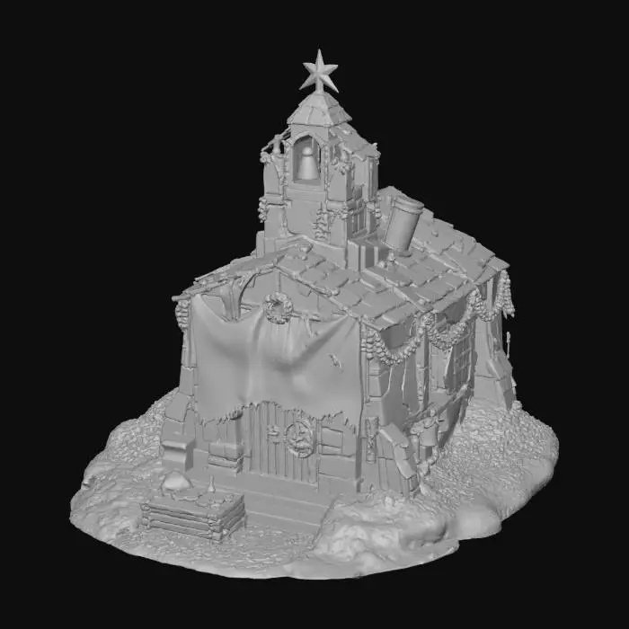 3D model for looted Imperial chapel that the Orks have converted into a Krumpmas lodge, #Christmas2025#