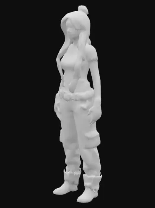 3D model for Genera a Kim Possible (Disney) Red Hair, wearing green cargo pants with spy belt for spy accessories, Short black shirt with sleeves, pvc spy black gloves, 2002