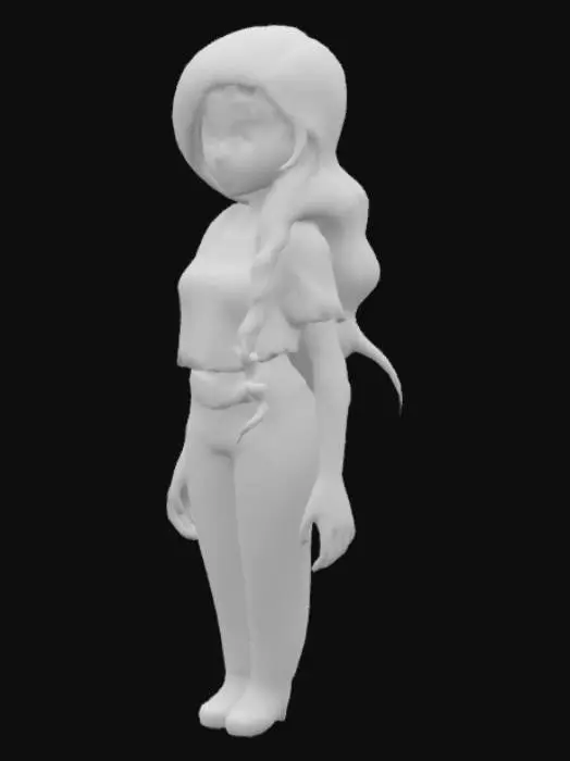 3D model for Bloom (Winx Club, 2004, Season 1) Red hair, Wearing a sky blue teal, sleeveless cropped yellow sweatshirt with dark blue trim and pale yellow short-sleeve shirt underneath with Sky blue slightly flared jeans that have stars on the bottom of the legs,  Winx Club, 2004