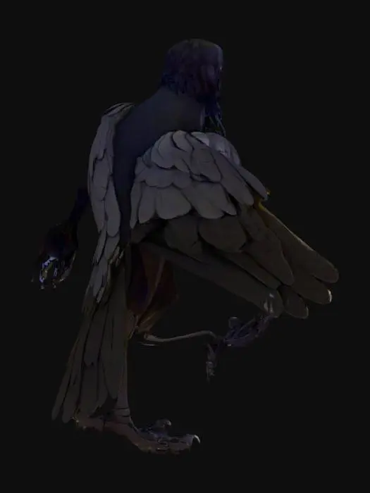 3D model for A sentient raven, slightly larger than normal, with an intelligent gaze. Its feet are articulated like hands with an opposable digit. Stylized for a video game, game-ready, low-poly.
Human like body 