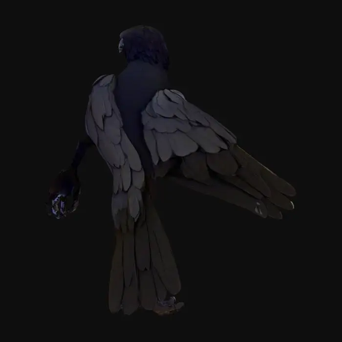 3D model for A sentient raven, slightly larger than normal, with an intelligent gaze. Its feet are articulated like hands with an opposable digit. Stylized for a video game, game-ready, low-poly.
Human like body 