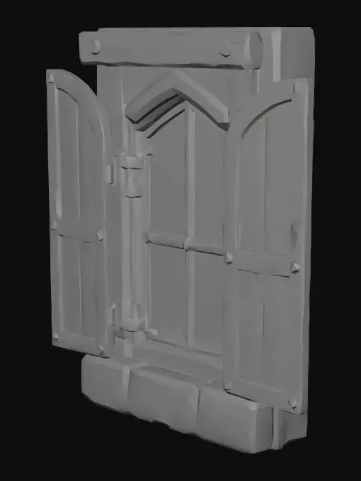 3D model for Medieval Wooden Window