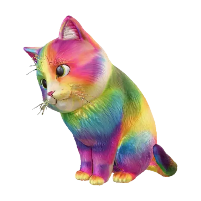 Rainbow Whiskers - Oversizedeyes 3D model, vytvořený pomocí AI
