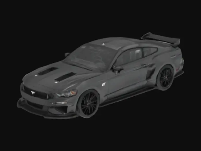 3D model for um carro de corrida mustang gt , tipo moderno , cor preta , vidros escuros e refletor 