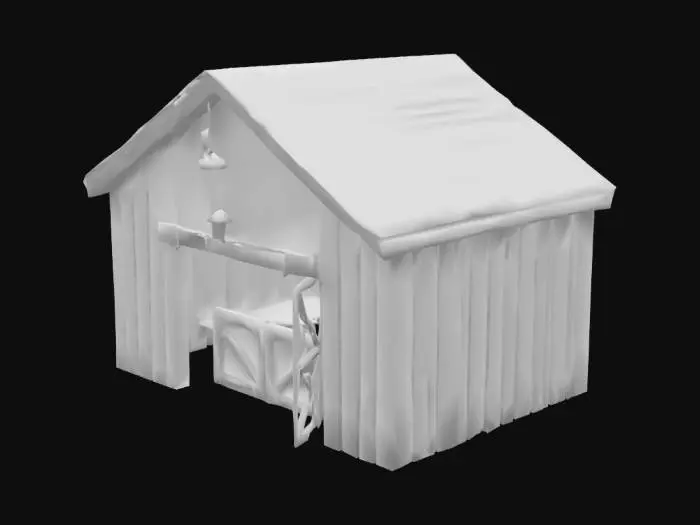 3D model for celeiro de cavalo , com trigos e candeiro aceso