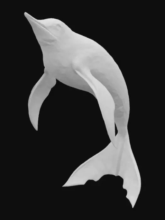 3D model for Uma criatura oceânica 3D com um corpo humano esguio e aerodinâmico, coberto por uma pele lisa e iridescente que reflete a luz como escamas de peixe prateadas e azuis claras. A cabeça humana tem traços delicados e um olhar sereno, com cabelos finos que flutuam como algas marinhas. Os pés de pato são de um tom cinza-azulado, enquanto as mãos exibem barbatanas alongadas e delicadas, quase transparentes, com uma textura sedosa ao toque, sugerindo agilidade subaquática.