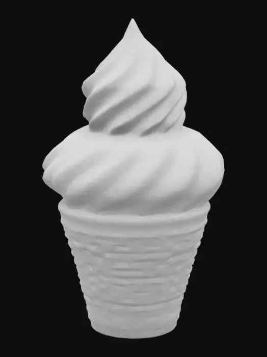 3D model for Create an ice cream cone, 3 flavors, 3d
