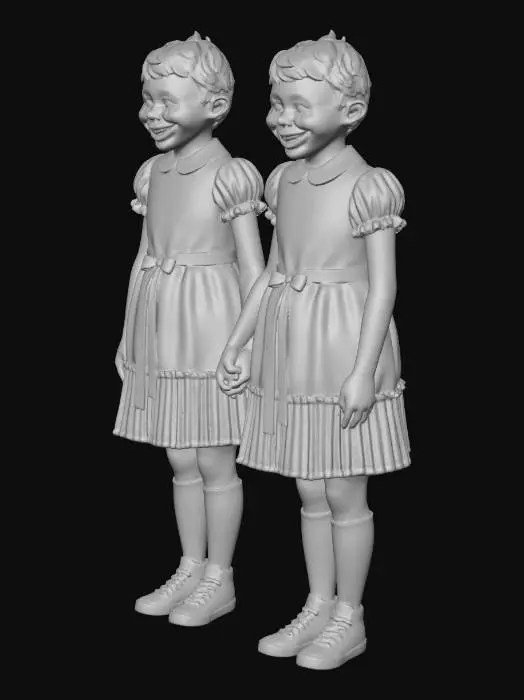3D model for Two blue-dressed twins