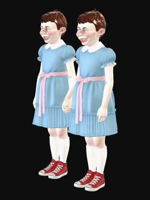 3D model for Two blue-dressed twins