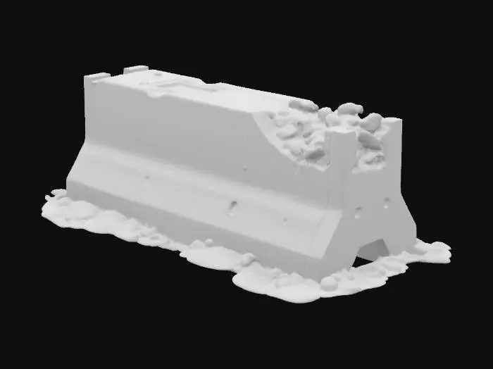 3D model for Melted and broken concrete road barriers