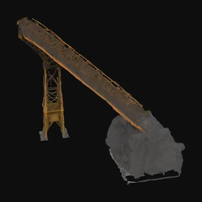 3D model for a very very long bridge that tilts and extends , the material is made out of volcanic rocks and metal 