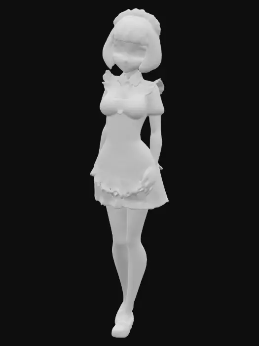 3D model for フィギュア、かわいい、女性、ガレージキット、メイド服、ショートボブヘア、リアルな頭身、日本製