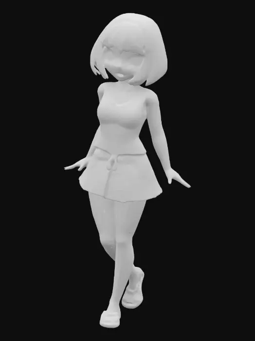 3D model for 最高に高品質のフィギュア、日本のアニメ、女子高校生、ショートボブヘア、平成のスクール水着。