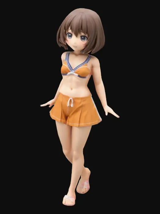 3D model for 最高に高品質のフィギュア、日本のアニメ、女子高校生、ショートボブヘア、平成のスクール水着。
