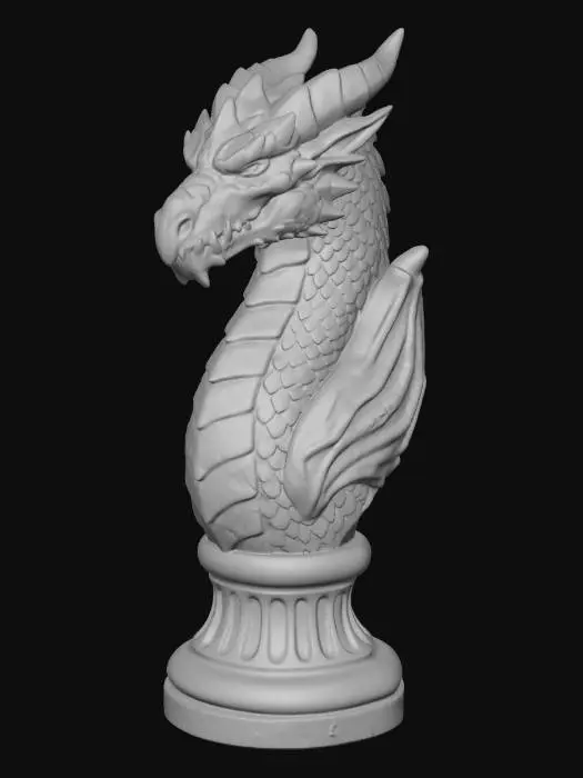 3D model for Three-View Dragon Bust on Pedestal