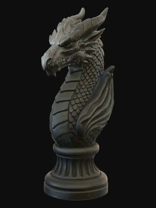 3D model for Three-View Dragon Bust on Pedestal