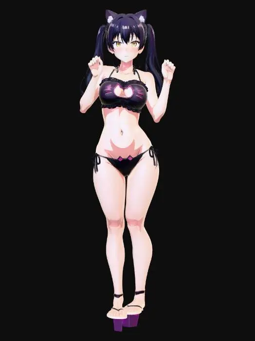 3D model for Midnight Neko in a Frilled Bikini