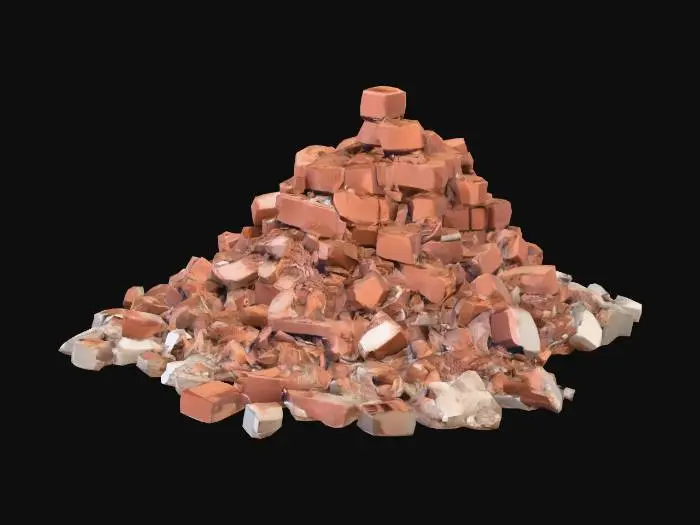 3D model for A messy pile of brick rubble