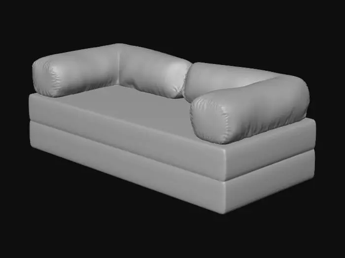 3D model for Beige Corduroy Sofa with Bolster Cushions