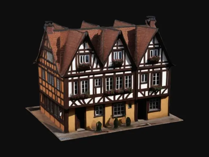 3D model for German half-timbered rowhouse