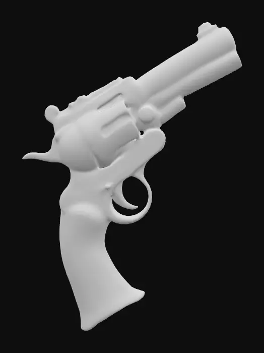 3D model for Steampunk Revolver – brass-and-copper design, exposed gears, leather grip, slightly weathered metal.