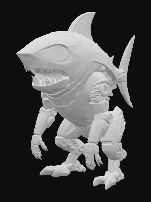 3D model for MechaShark Guardian, #PBR#