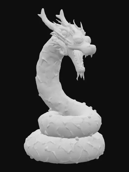 3D model for A 3D artifact modeled as a coiling serpent crown made of polished jade scales edged with gold. The serpent’s eyes are glowing emeralds, and its open mouth holds a levitating sapphire orb that pulses faintly. Surface detail includes micro-cracks and patina on the gold filigree. Designed as a clean, symmetrical ceremonial relic for PBR showcase rendering.