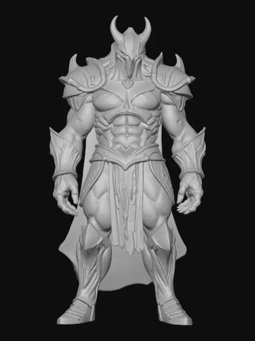 3D model for #villain# molten war titan forged of cracked volcanic stone, magma glowing in fissures across chest and arms, jagged basalt armor plates fused to its body, head a sharp rock helm with glowing ember eyes, arms massive with etched runic scars, fingers like blackened obsidian talons, steam and ash particles faintly radiating from glowing seams.