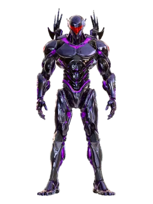 #villain#, A sleek, humanoid Cybernetic Overlord, clad in polished, dark chrome… 3D model, vytvořený pomocí AI