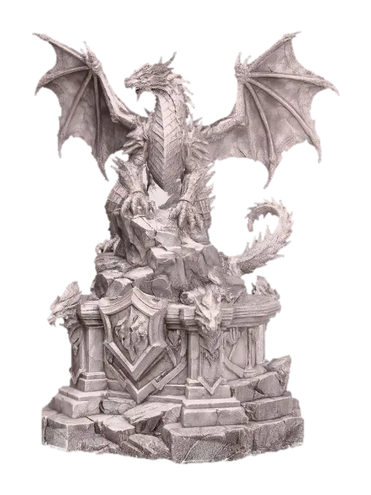 Dragon of the Stone Shrine 3D model, vytvořený pomocí AI