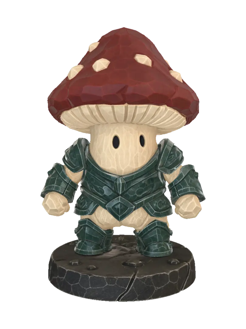 Mushroom Guardian - Fungal 3D model, vytvořený pomocí AI