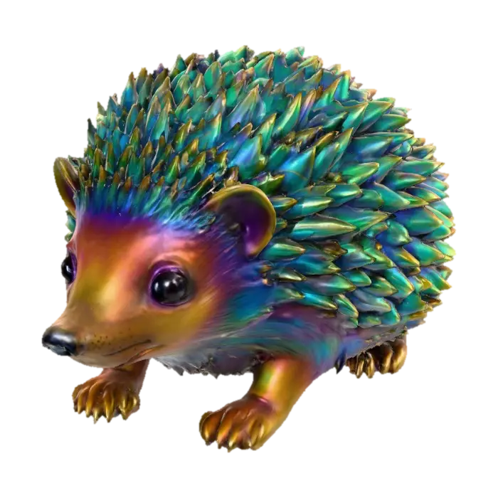 Prismatic Hedgehog 3D model, vytvořený pomocí AI