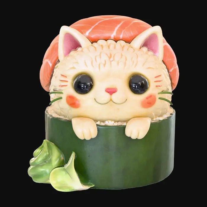 3D model for Sushi Kitten Delight, #food#