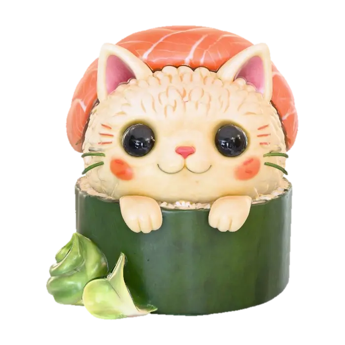 Sushi Kitten Delight, #food# - Rice 3D model, vytvořený pomocí AI