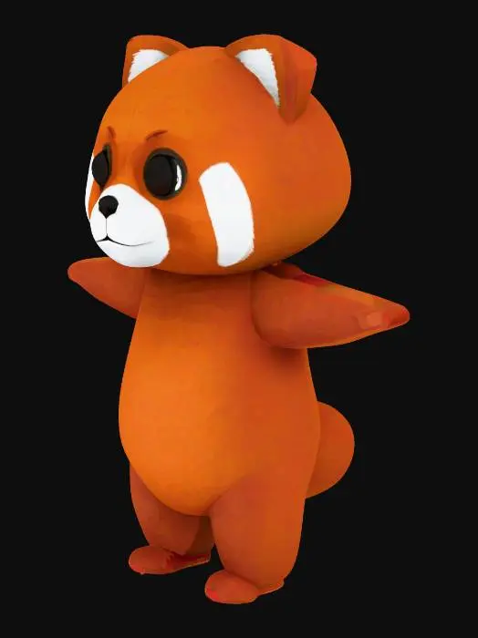 3D model for T-posing cartoon low poly red panda make it look like its from a roblox game